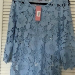 New with tags, Crochet Tunic, sky blue